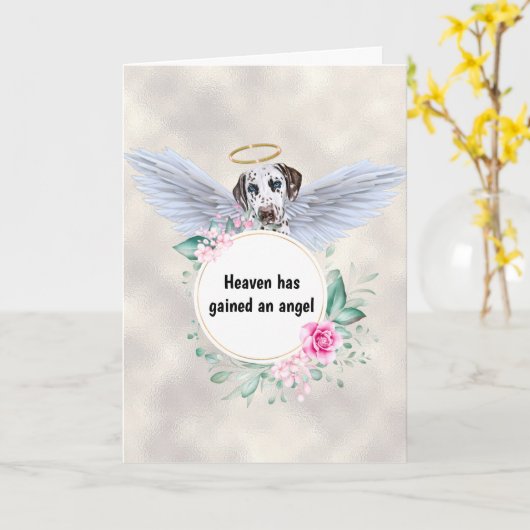 Pet memorial Dalmatian dog angel vleugelgedicht Kaart (Gele Bloem)