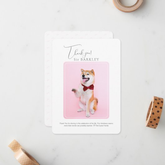 Pet Memorial Dank u opmerking Kaart Notitiekaartje (Voorkant / Achterkant in situ)