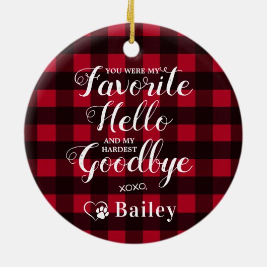 Pet Memorial Dog Foto Red Buffalo Pset-verlies Keramisch Ornament (Achterkant)