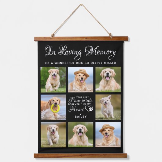 Pet Memorial Dog Loss Gift Personalized 11 Afbeeld Hangend Wandkleed (Voorkant)