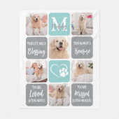 Pet Memorial Dog Loss Modern Stylish Photo Collage Fleece Deken (Voorkant)