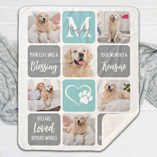 Pet Memorial Dog Loss Modern Stylish Photo Collage Sherpa Deken