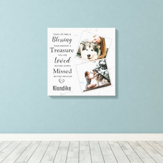 Pet Memorial Dog Photo Collage Canvas Afdruk (Insitu (Houten vloer))