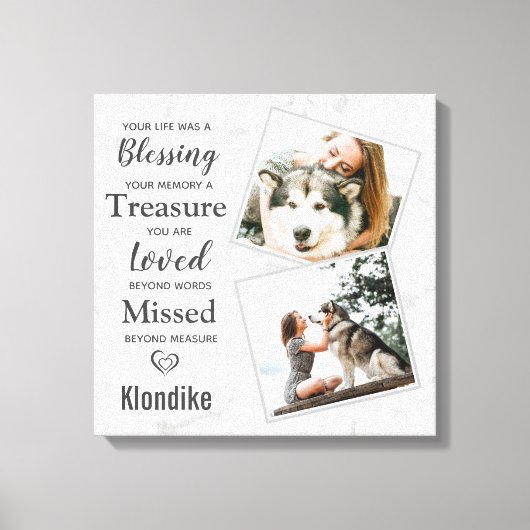 Pet Memorial Dog Photo Collage Canvas Afdruk (Voorkant)