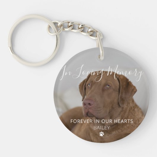 Pet Memorial Dog Photo Pet Loss Keepsake Sleutelhanger (Voorkant)