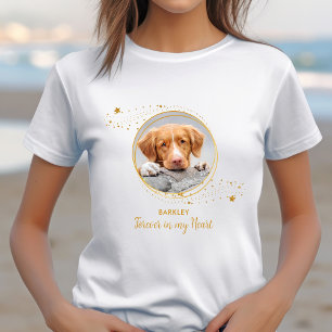 Pet Memorial Elegant Chique Goud Sterren Hond Foto T-shirt