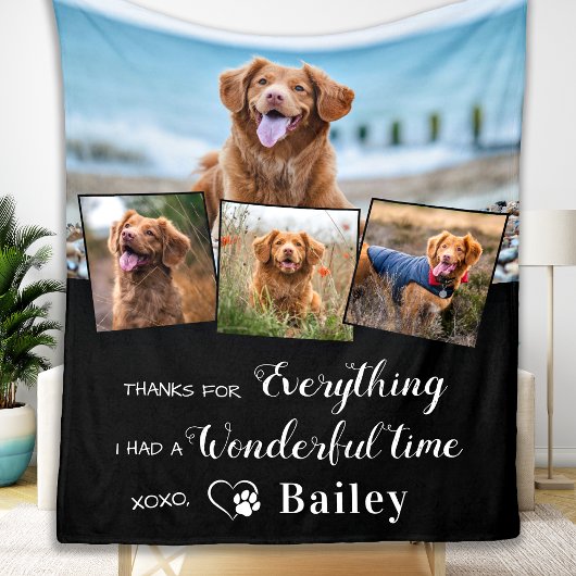Pet Memorial Elegant Dog 4 Foto Collage Fleece Deken