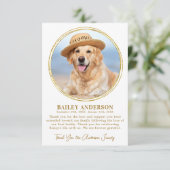 Pet Memorial Elegant Gold Aangepaste foto Sympathi Bedankkaart (Staand voorkant)