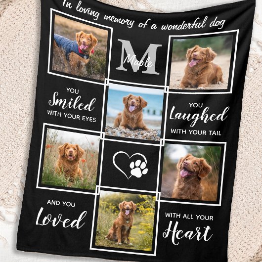 Pet Memorial Elegant Persoonlijk 6 Foto Collage Fleece Deken