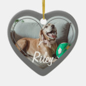 Pet Memorial Forever Heart Keepsake Dog Foto Keramisch Ornament (Voorkant)