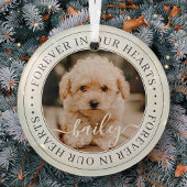 Pet Memorial Forever Hearts Elegant Foto Glas Ornament