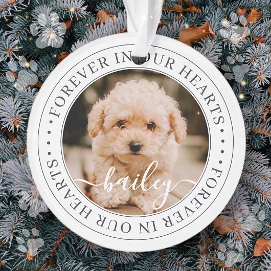 Pet Memorial Forever Hearts Elegant Foto Ornament