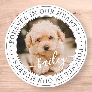 Pet Memorial Forever Hearts Elegant Foto Ronde Sticker