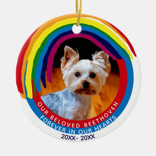 Pet Memorial Forever in Hearts Rainbow Bridge Keramisch Ornament (Voorkant)