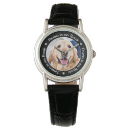 Pet Memorial Forever in ons hart Aangepaste foto Horloge