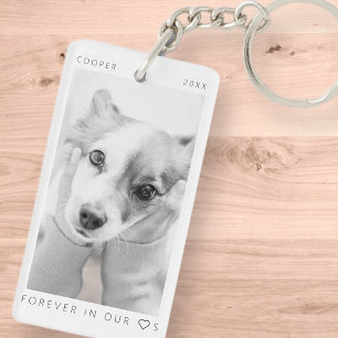 Pet Memorial Forever in ons hart Eenvoudige foto Sleutelhanger