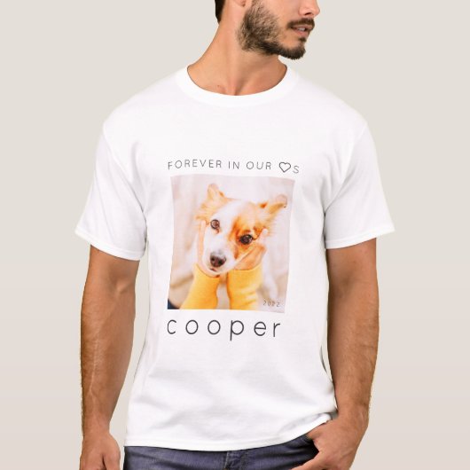 Pet Memorial Forever in ons hart Eenvoudige foto T-shirt (Voorkant)