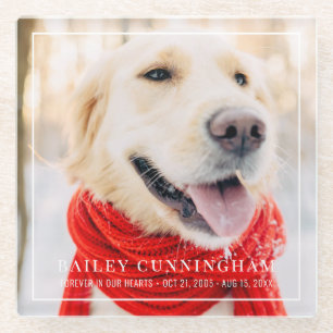 Pet Memorial Forever in ons hart Foto gemaakt Glazen Onderzetter