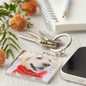 Pet Memorial Forever in ons hart Foto gemaakt Sleutelhanger (Voorkant Rechts)
