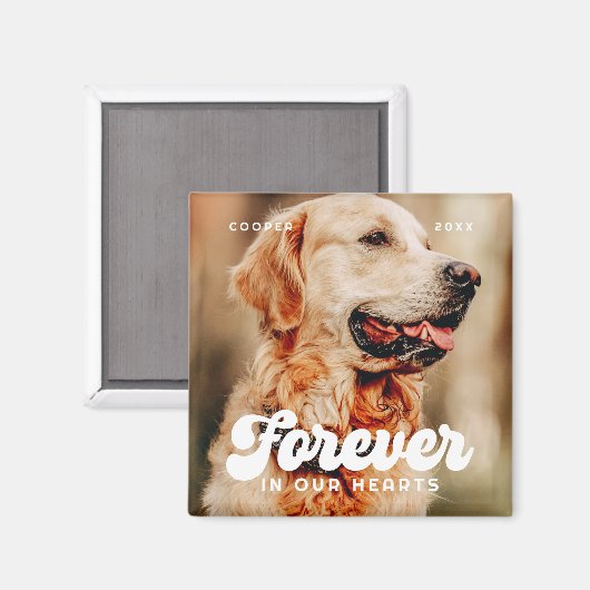 Pet Memorial Forever in ons hart  Foto Magneet (Voorkant / Achterkant)