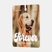 Pet Memorial Forever in ons hart Foto Metalen Ornament (Voorkant links)
