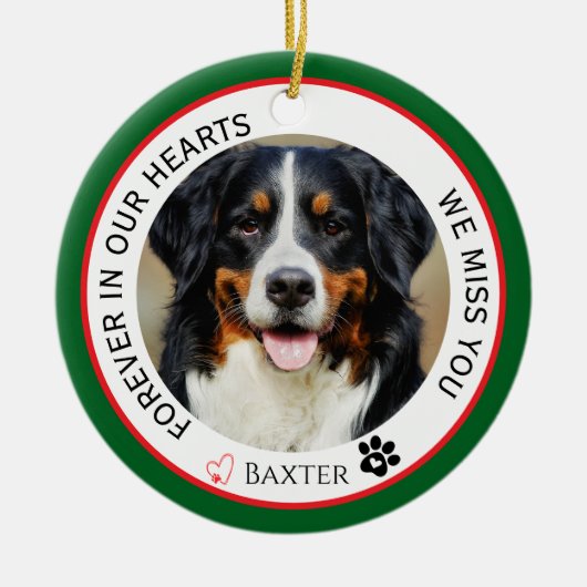 Pet Memorial Forever in ons hart Keramisch Ornament (Voorkant)