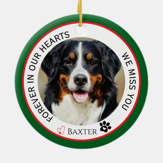 Pet Memorial Forever in ons hart Keramisch Ornament (Achterkant)
