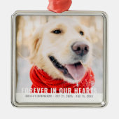 Pet Memorial Forever in ons hart Moderne foto Metalen Ornament (Voorkant)