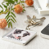 Pet Memorial Forever in ons hart Moderne foto Sleutelhanger (Zijkant)