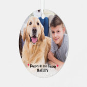 Pet Memorial Forever in onze harten Moderne foto Metalen Ornament (Voorkant links)