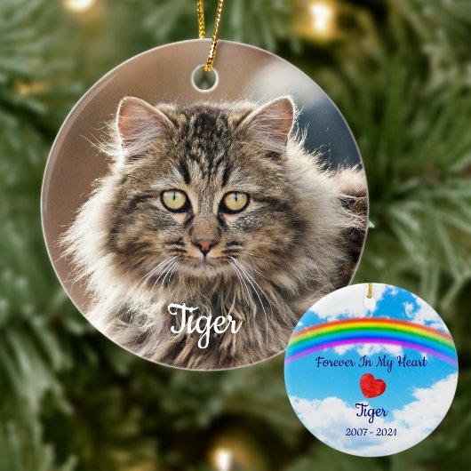 Pet Memorial Forever in Our Hearts Cat Foto Keramisch Ornament