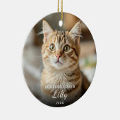 Pet Memorial Forever Loved Cat Foto van Kerstmis Keramisch Ornament (Rechts)