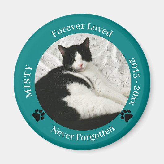 Pet Memorial Forever Loved Cat Photo Sleutelhanger Magneet (Voorkant)