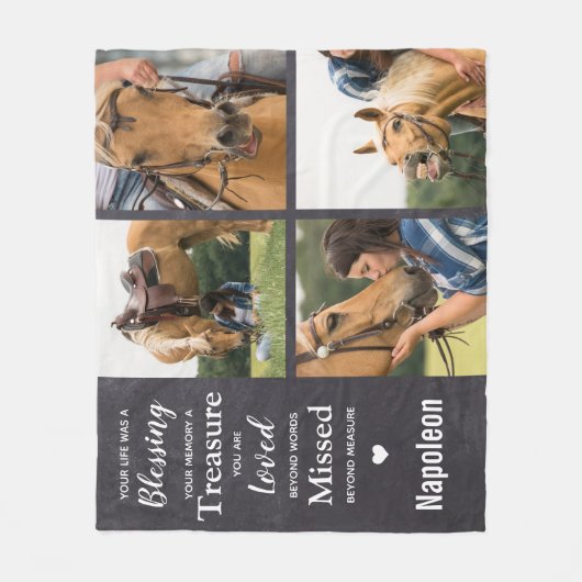Pet Memorial Foto Collage Fleece Deken (Voorkant)