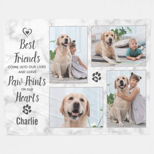 Pet Memorial Foto Collage Keepslag Fleece Deken (Voorkant (Horizontaal))