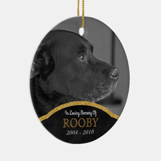 Pet Memorial Foto gepersonaliseerd Dog Condolence Keramisch Ornament (Rechts)
