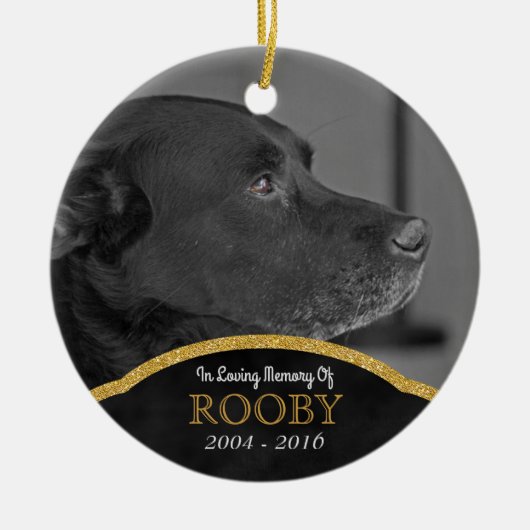 Pet Memorial Foto gepersonaliseerd Dog Condolence Keramisch Ornament (Voorkant)
