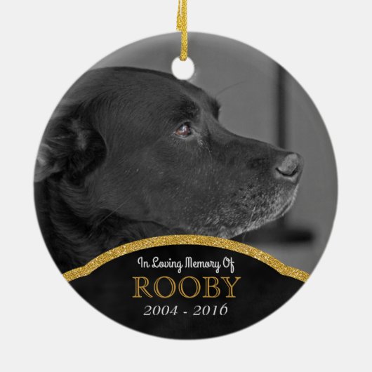 Pet Memorial Foto gepersonaliseerd Dog Condolence Keramisch Ornament (Achterkant)