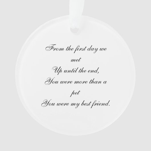 Pet Memorial Foto Ornament (voorkant)