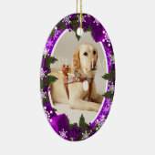 Pet memorial foto paars PERSONALIZE Keramisch Ornament (Rechts)