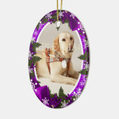 Pet memorial foto paars PERSONALIZE Keramisch Ornament (Links)