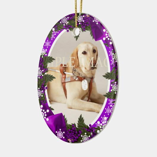 Pet memorial foto paars PERSONALIZE Keramisch Ornament (Links)
