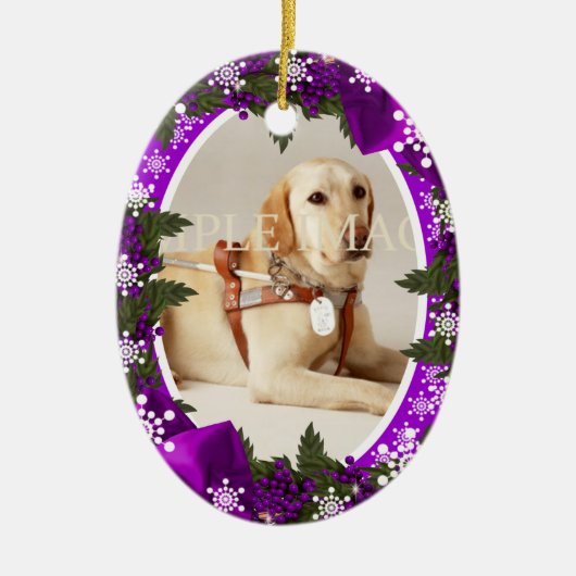 Pet memorial foto paars PERSONALIZE Keramisch Ornament (Voorkant)