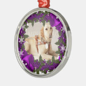 Pet memorial foto paars PERSONALIZE Metalen Ornament (Links)