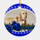 Pet memorial foto PERSONALIZE blue Keramisch Ornament (Voorkant)