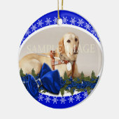 Pet memorial foto PERSONALIZE blue Keramisch Ornament (Links)