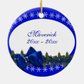 Pet memorial foto PERSONALIZE blue Keramisch Ornament (Achterkant)