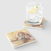 Pet memorial foto PERSONALIZE Stenen Onderzetter (Zijkant)