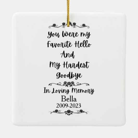 Pet Memorial / Foto toevoegen en personaliseren Keramisch Ornament (Achterkant)