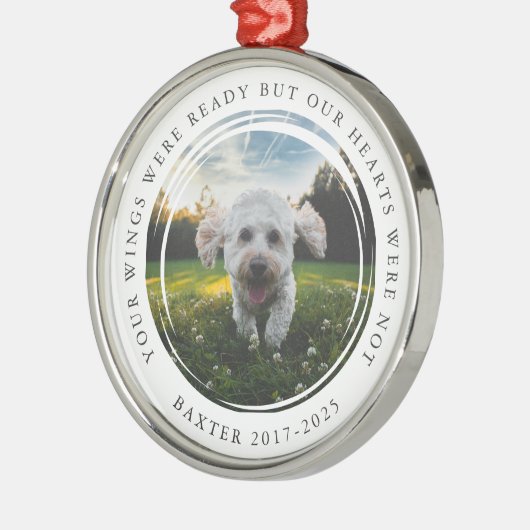 Pet Memorial Foto Uw vleugels waren klaar Metalen Ornament (Links)